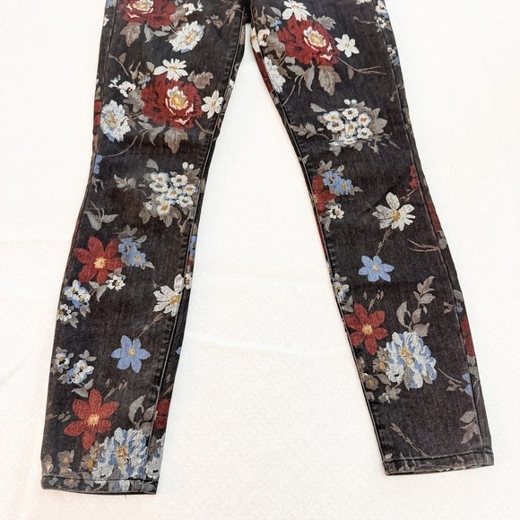 Current Elliott The Stiletto Black Wildflower Denim Jeans Size 24 - Picture 5 of 8